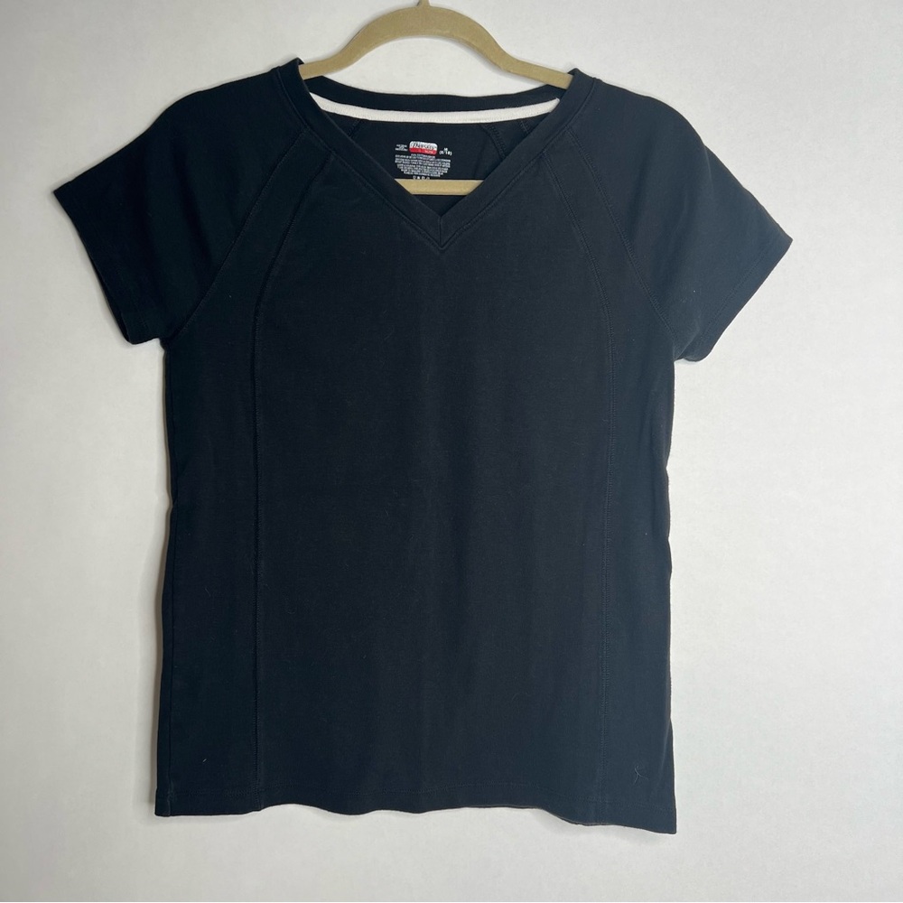 Danskin Now V-Neck Black Short Sleeve Tee